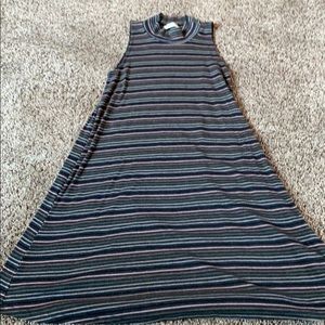 Multicolored Mock Neck Knee Length Dress